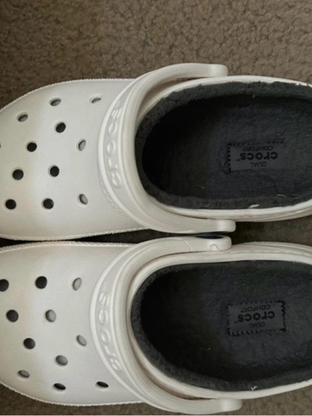 CROCS Women’s Classic Lined Clog - White with Dark Gray Lining
